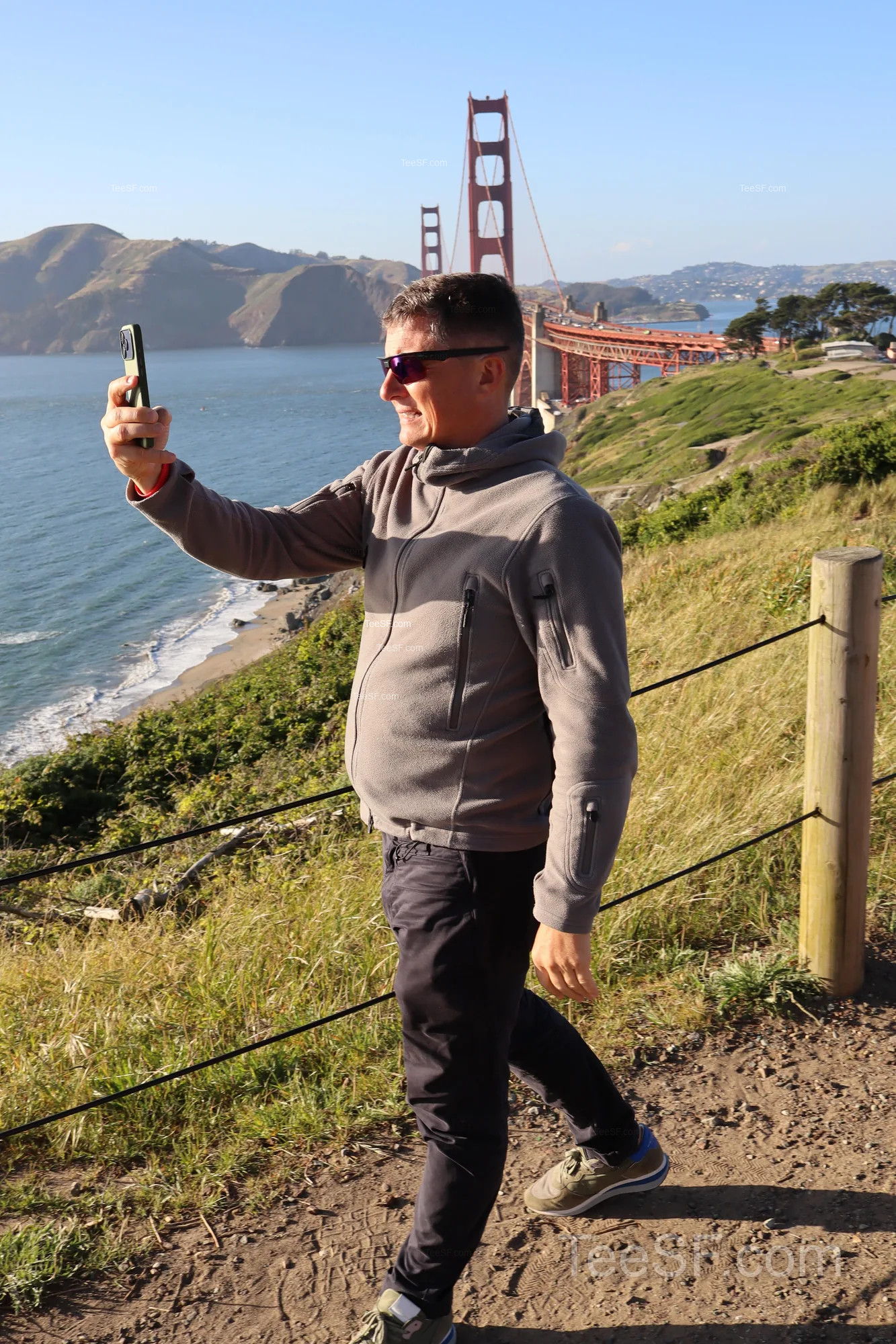 golden Gate Bridge Overlook Selfie during a Stripe Sessions 2026 visit in San Francisco.